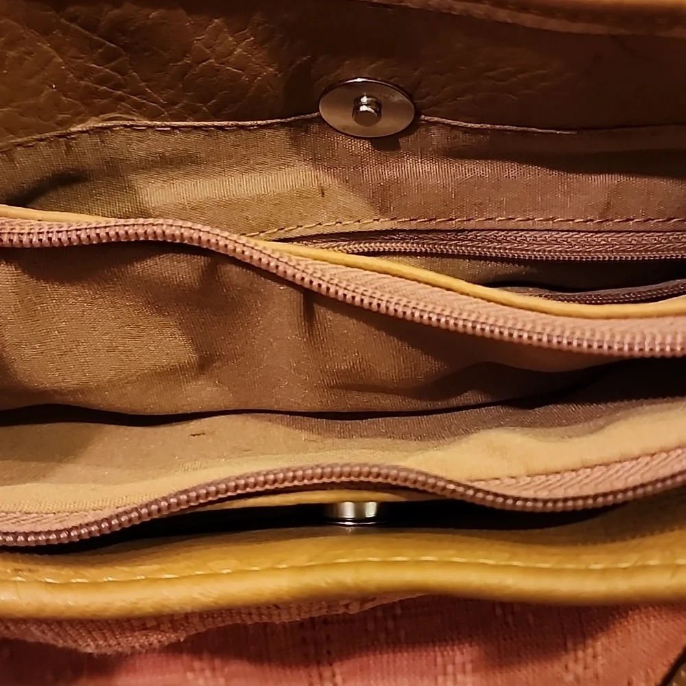 Caribban Joe Shoulder Brown & Peach Bag